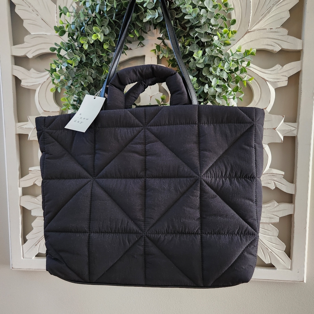 Black Quilted Tote Bag